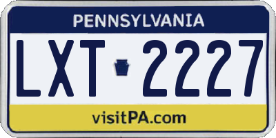 PA license plate LXT2227