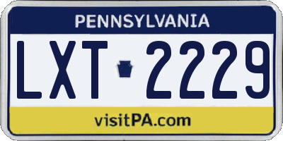 PA license plate LXT2229