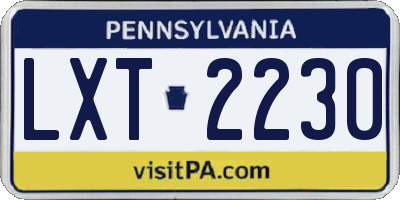 PA license plate LXT2230