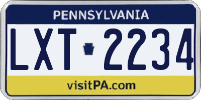PA license plate LXT2234