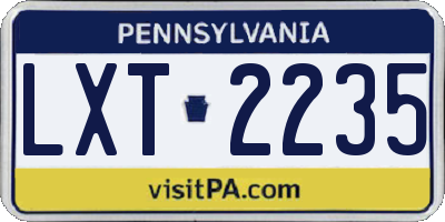 PA license plate LXT2235