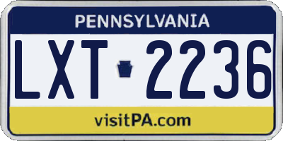 PA license plate LXT2236