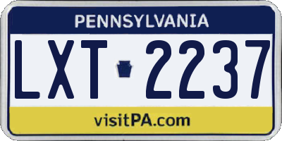 PA license plate LXT2237