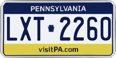 PA license plate LXT2260