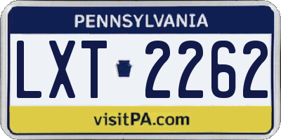 PA license plate LXT2262