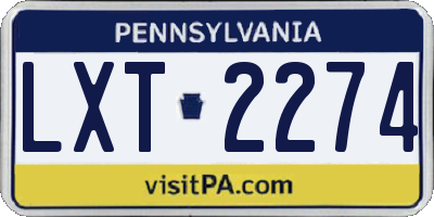 PA license plate LXT2274
