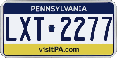 PA license plate LXT2277