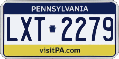 PA license plate LXT2279