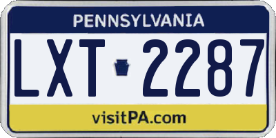 PA license plate LXT2287