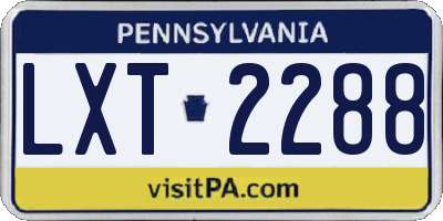PA license plate LXT2288