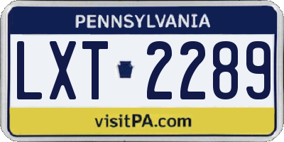 PA license plate LXT2289