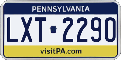 PA license plate LXT2290