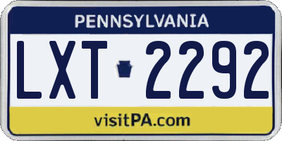 PA license plate LXT2292