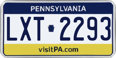 PA license plate LXT2293
