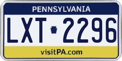 PA license plate LXT2296