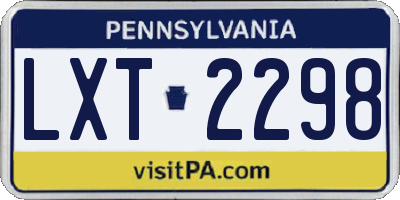 PA license plate LXT2298