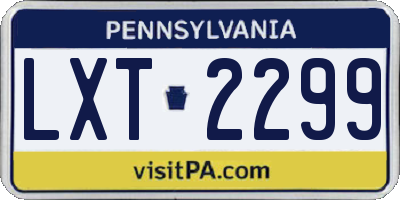 PA license plate LXT2299
