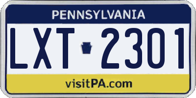 PA license plate LXT2301