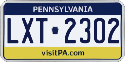 PA license plate LXT2302