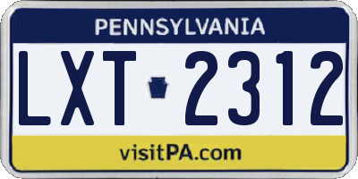 PA license plate LXT2312