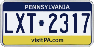 PA license plate LXT2317