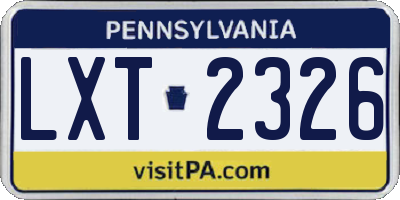 PA license plate LXT2326