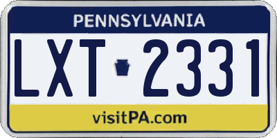 PA license plate LXT2331