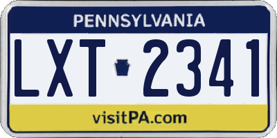 PA license plate LXT2341