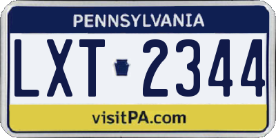 PA license plate LXT2344