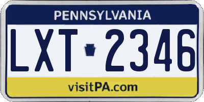 PA license plate LXT2346