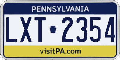 PA license plate LXT2354