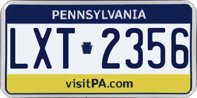 PA license plate LXT2356