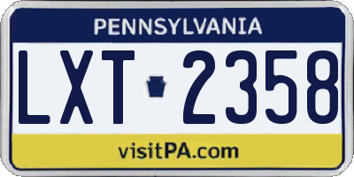 PA license plate LXT2358