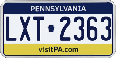 PA license plate LXT2363