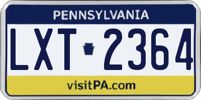 PA license plate LXT2364