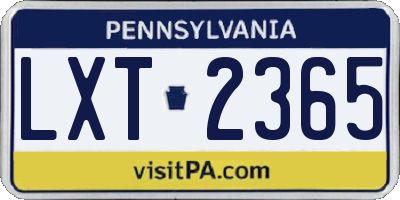 PA license plate LXT2365
