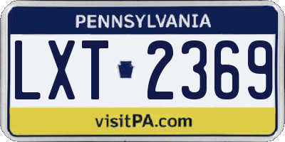 PA license plate LXT2369
