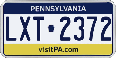 PA license plate LXT2372