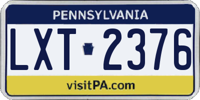 PA license plate LXT2376