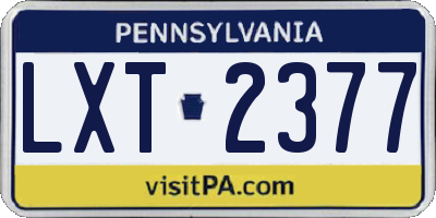 PA license plate LXT2377