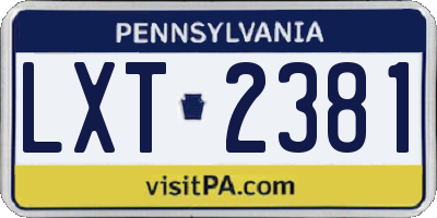 PA license plate LXT2381