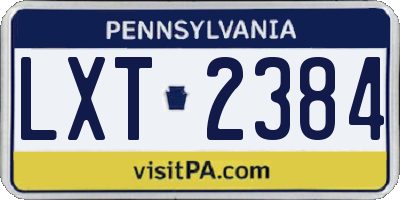 PA license plate LXT2384