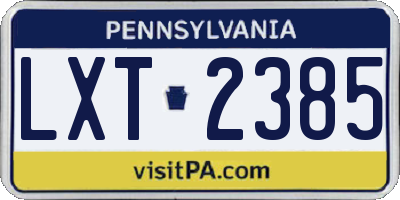 PA license plate LXT2385