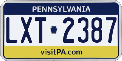 PA license plate LXT2387