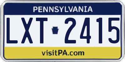 PA license plate LXT2415