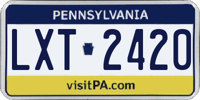 PA license plate LXT2420