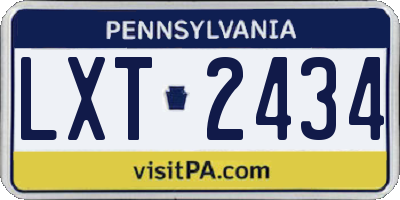 PA license plate LXT2434