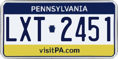 PA license plate LXT2451