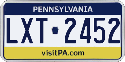 PA license plate LXT2452