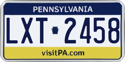 PA license plate LXT2458